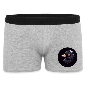Cartoon Blackbird Bird Black with Red Eye - Men's Boxer Shorts - heather grey - Front