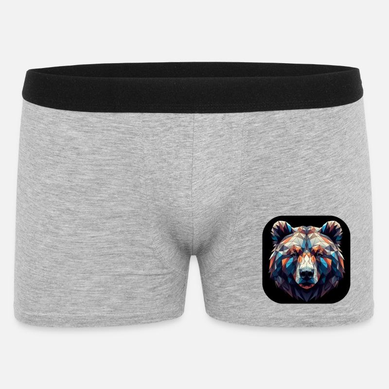 Bär Kopf Polygon bunt farbig - Männer Boxer Shorts - Grau meliert