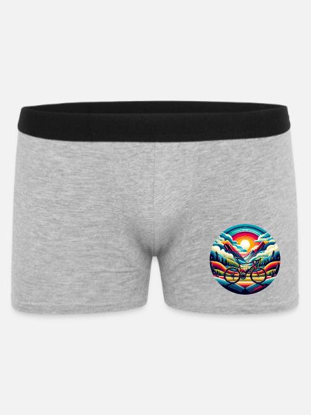 Rennrad, Schotterlandschaft - Männer Boxer Shorts - Grau meliert