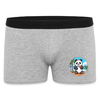 Panda Watercolor Cartoon Kawaii Clipart Animal - Men's Boxer Shorts - heather grey - Front
