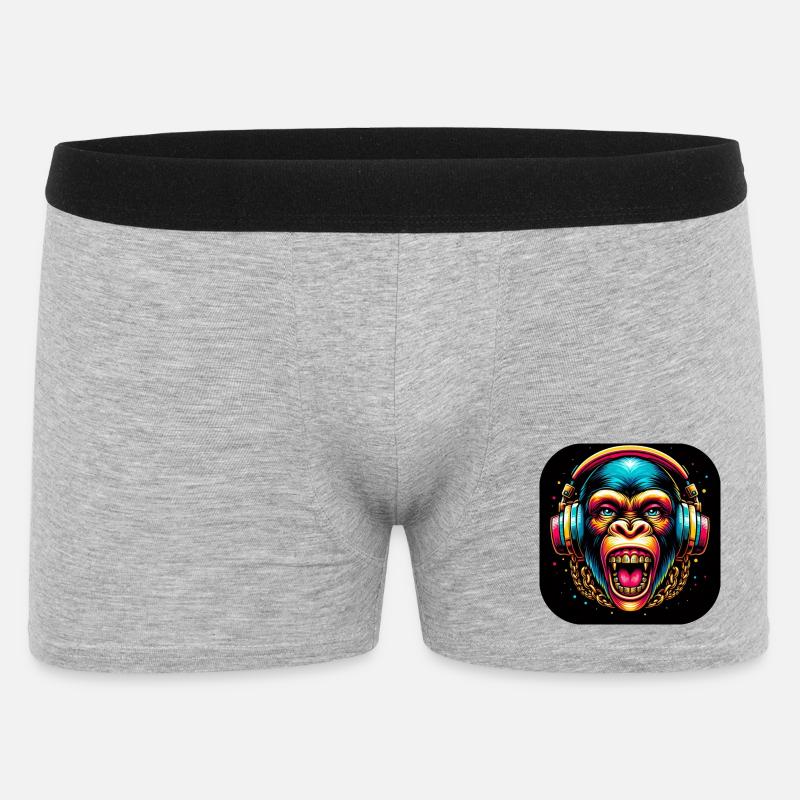 Affe Gefährlich Zähne Kopfhörer - Männer Boxer Shorts - Grau meliert