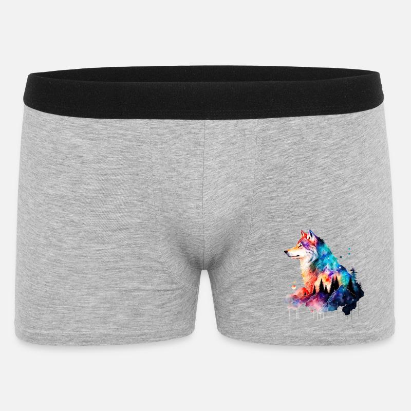 Wolf - Männer Boxer Shorts - Grau meliert