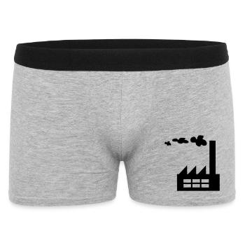 Werkslogo mit Rauch - Männer Boxer Shorts - Grau meliert - Vorne