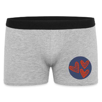 HERZ. HERZ. VALENTINSTAG. LIEBE. LIEBE. PAAR. - Männer Boxer Shorts - Grau meliert - Vorne