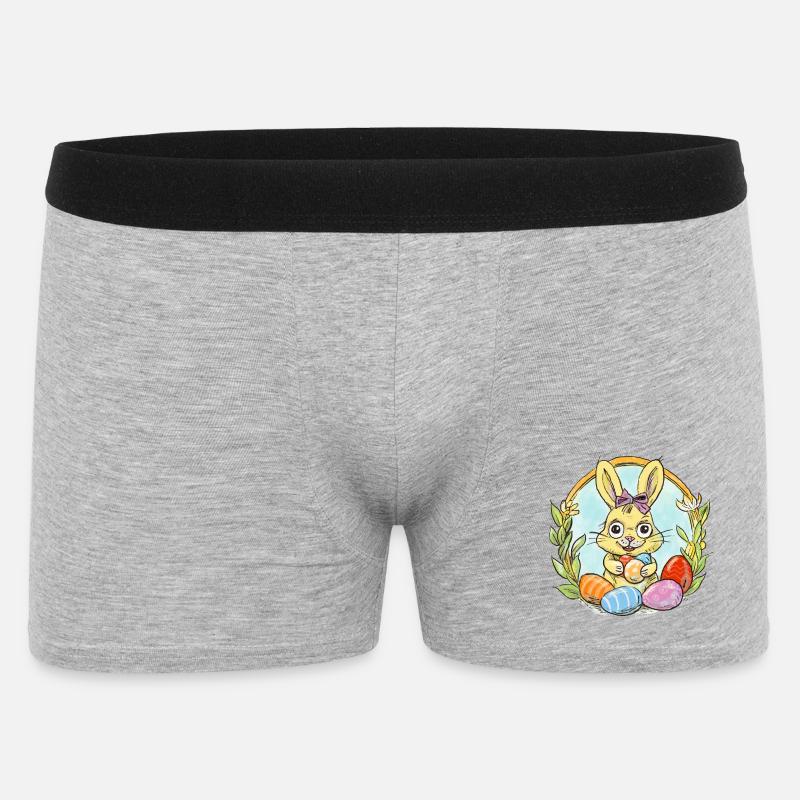 Osterhäschen mit farbigen Eiern - Männer Boxer Shorts - Grau meliert
