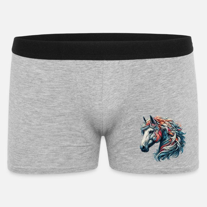 Pferd - Männer Boxer Shorts - Grau meliert