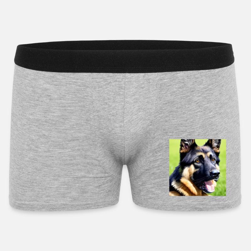 Treu und beschützend: Deutscher Schäferhund - Männer Boxer Shorts - Grau meliert