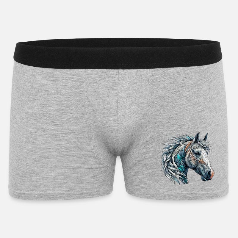 Pferd - Männer Boxer Shorts - Grau meliert