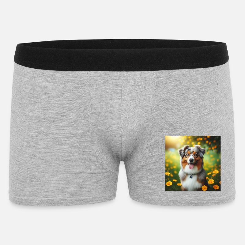 Australischer Schäferhund - Männer Boxer Shorts - Grau meliert