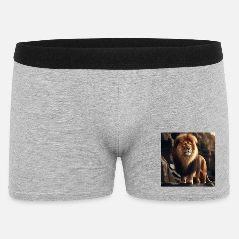 Löwe - Männer Boxer Shorts - Grau meliert