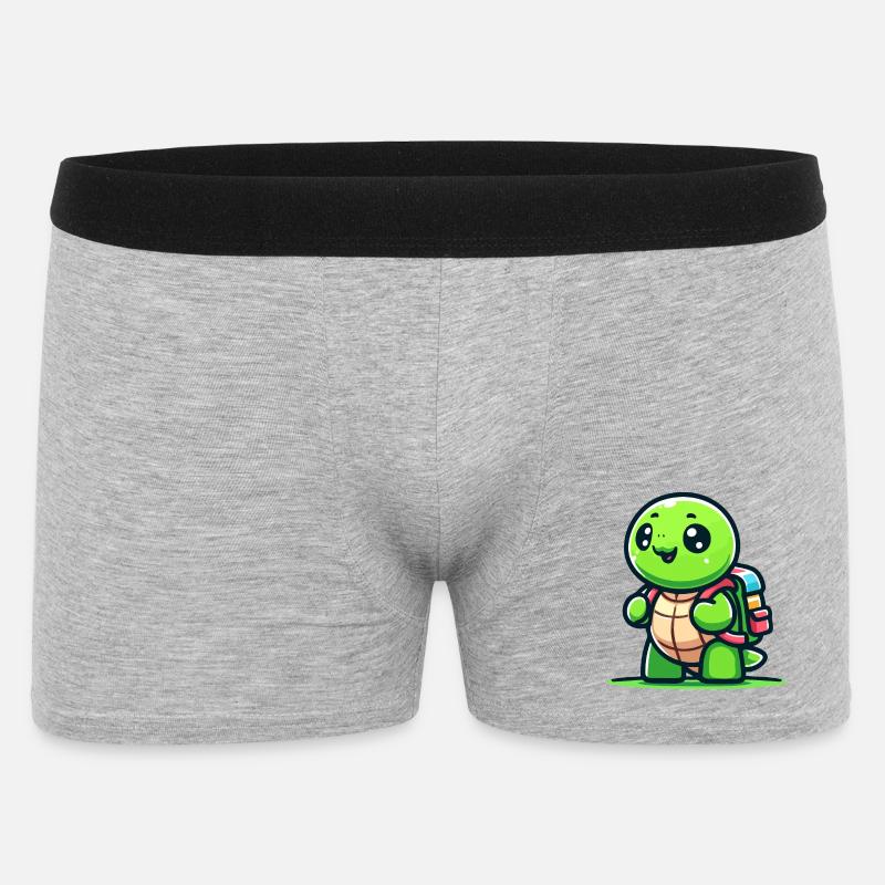Trailblazer Turtle: Der Entdecker - Männer Boxer Shorts - Grau meliert