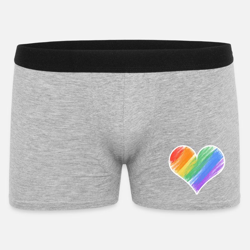Regenbogenherz Farbstrich - Männer Boxer Shorts - Grau meliert