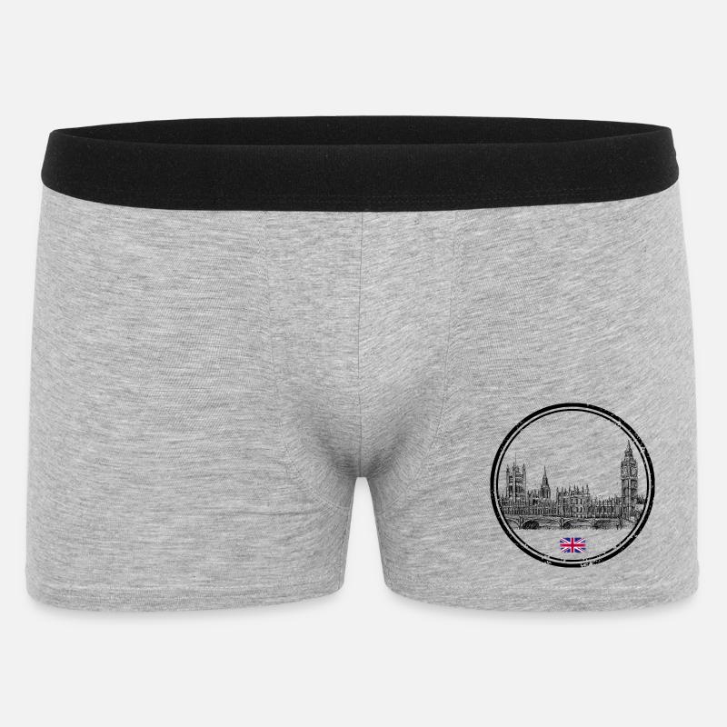 Minuscule Union Jack Accent sur Noir - Boxer Homme - gris chiné