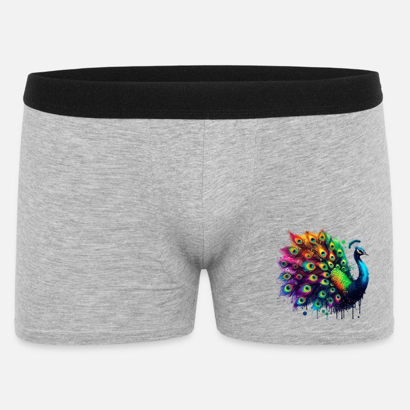 Pfau - Männer Boxer Shorts - Grau meliert