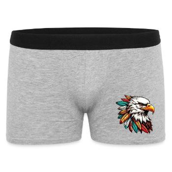 Amerikanischer Indianer Adler Amerikanische Rothaut - Männer Boxer Shorts - Grau meliert - Vorne