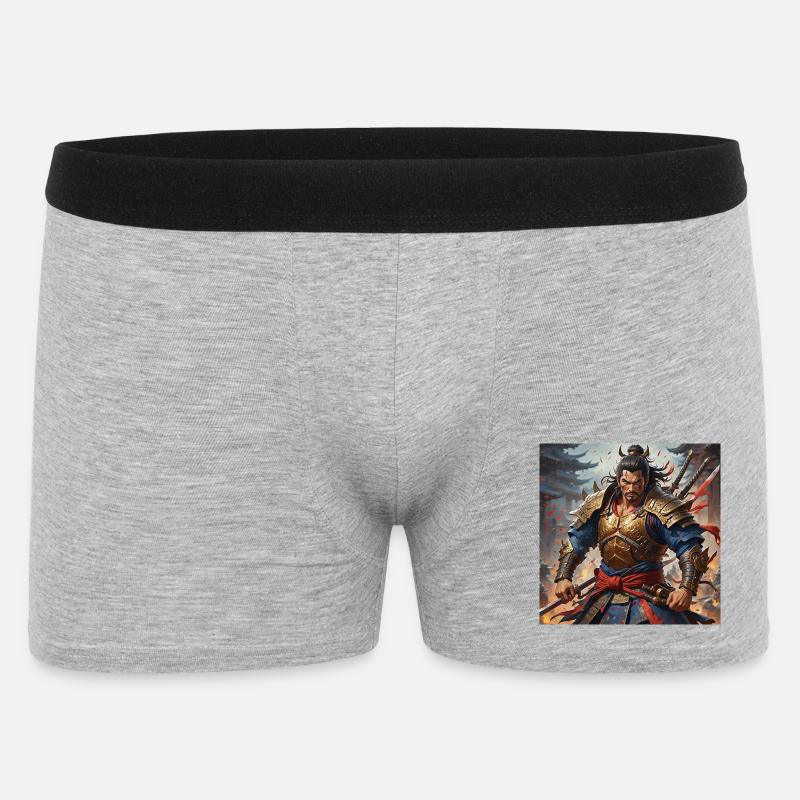 Goldener Krieger mit Doppelschwertern - Männer Boxer Shorts - Grau meliert
