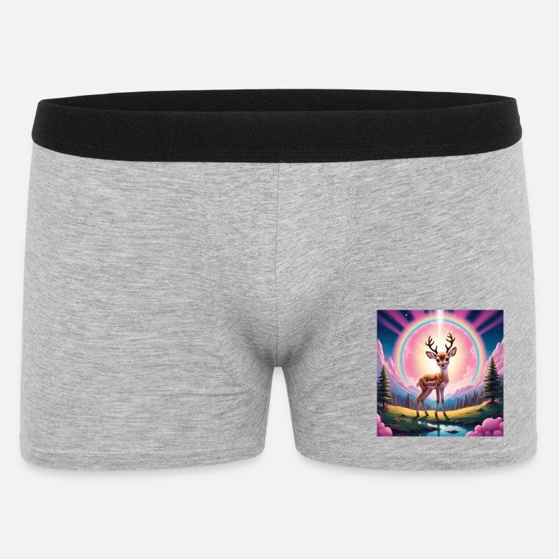 Reh mit Regenbogen - Männer Boxer Shorts - Grau meliert