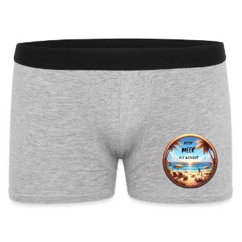 Besser MEER als weniger T-Shirt  Geschenk Urlaub - Männer Boxer Shorts - Grau meliert - Vorne
