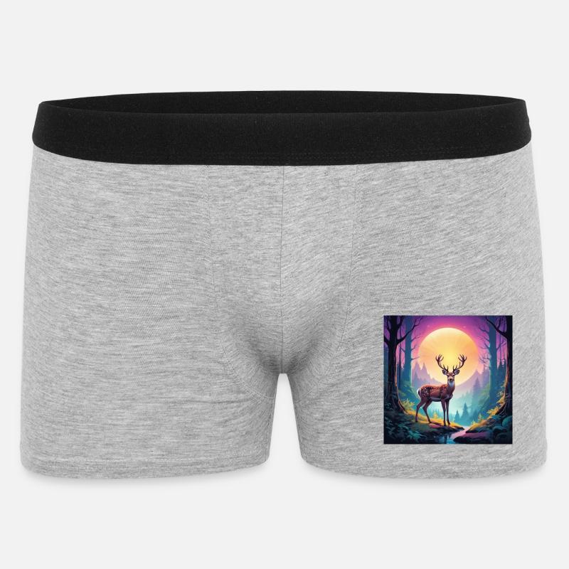 Hirsch im Wald - Männer Boxer Shorts - Grau meliert