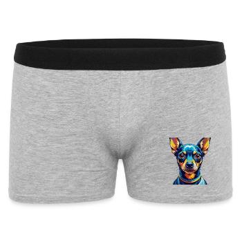 Miniature Pinscher Chien Race Dessin Animé Kawaii - Boxer Homme - gris chiné - Devant