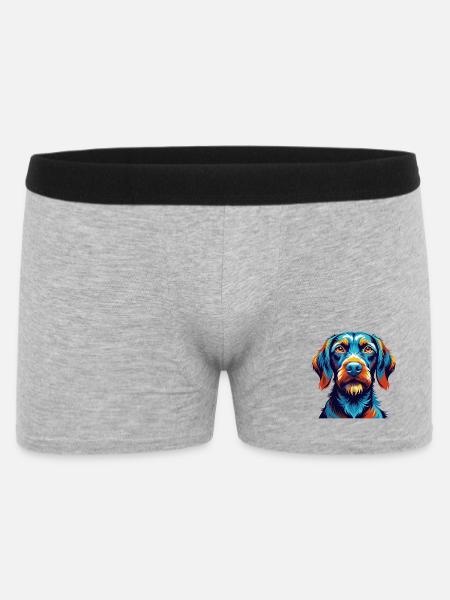 Drahthaarige Vizsla Hunderasse Karikatur Kawaii - Männer Boxer Shorts - Grau meliert