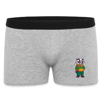 Badger Funny Kawaii Cartoon Character Clipart - Men's Boxer Shorts - heather grey - Front
