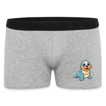 phoque mignon personnage de dessin animé Kawaii Clipart - Boxer Homme - gris chiné - Devant