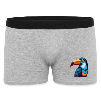 Toucan Colorful Kawaii Cartoon Character Clipart - Men's Boxer Shorts - heather grey - Front