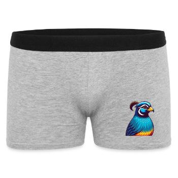 Quail Colorful Kawaii Cartoon Character Clipart - Men's Boxer Shorts - heather grey - Front