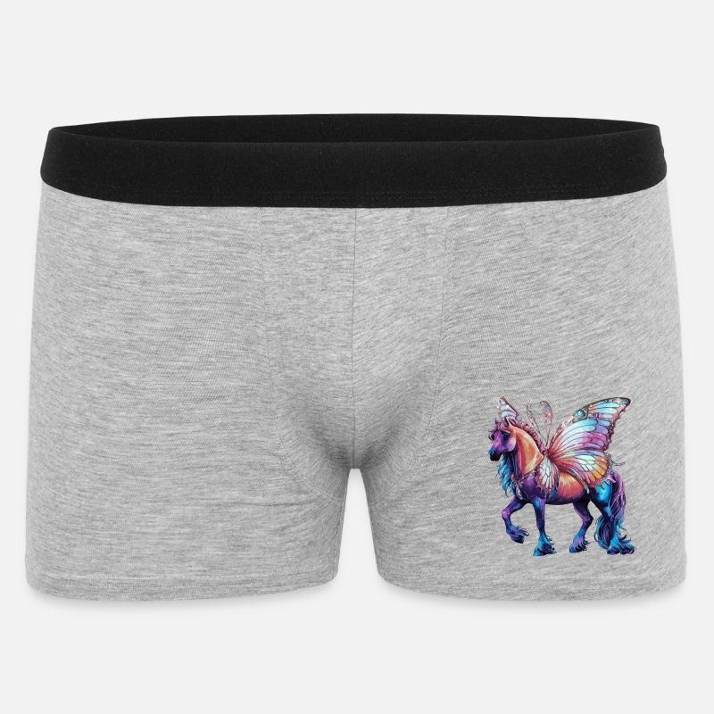 Schmetterlingspferd - Männer Boxer Shorts - Grau meliert