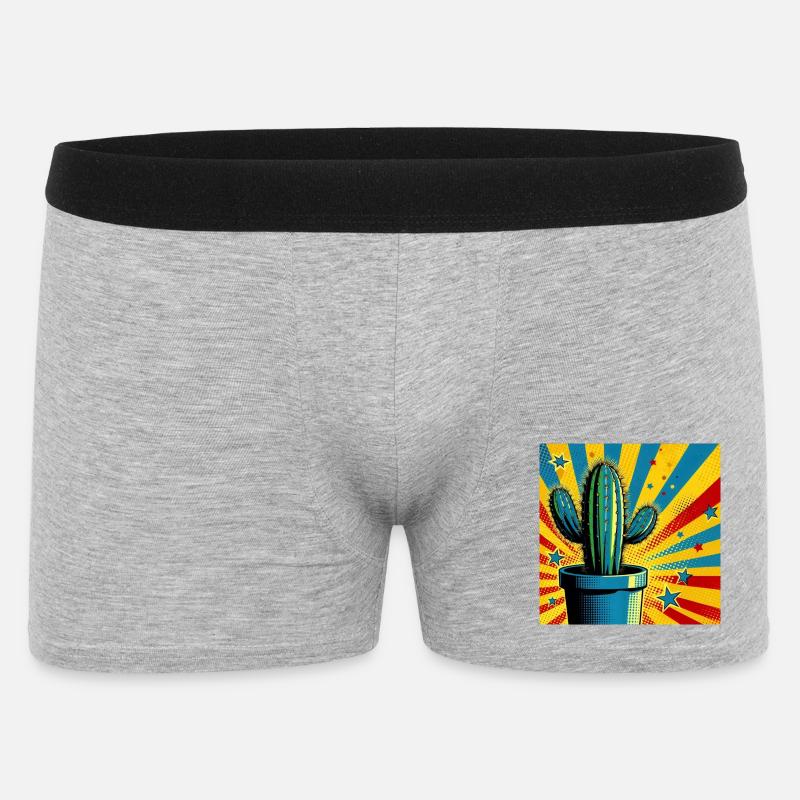 Kaktus 1 - Männer Boxer Shorts - Grau meliert