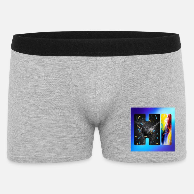 Schwarze Splatter-Abstraktion - Männer Boxer Shorts - Grau meliert
