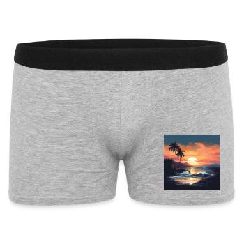 Tropischer Sonnenuntergang am Strand - Männer Boxer Shorts - Grau meliert - Vorne