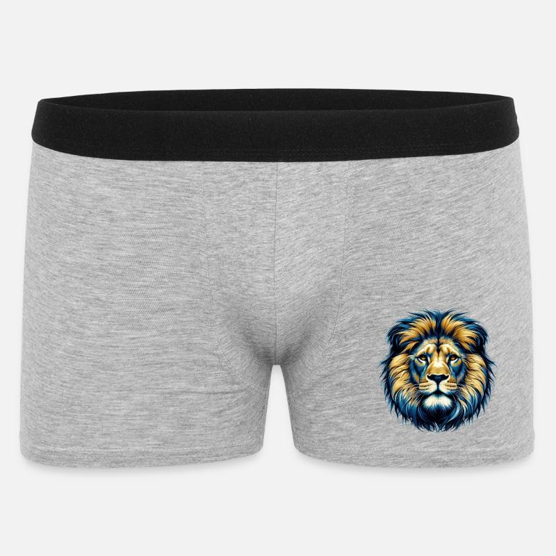 Löwe - Männer Boxer Shorts - Grau meliert