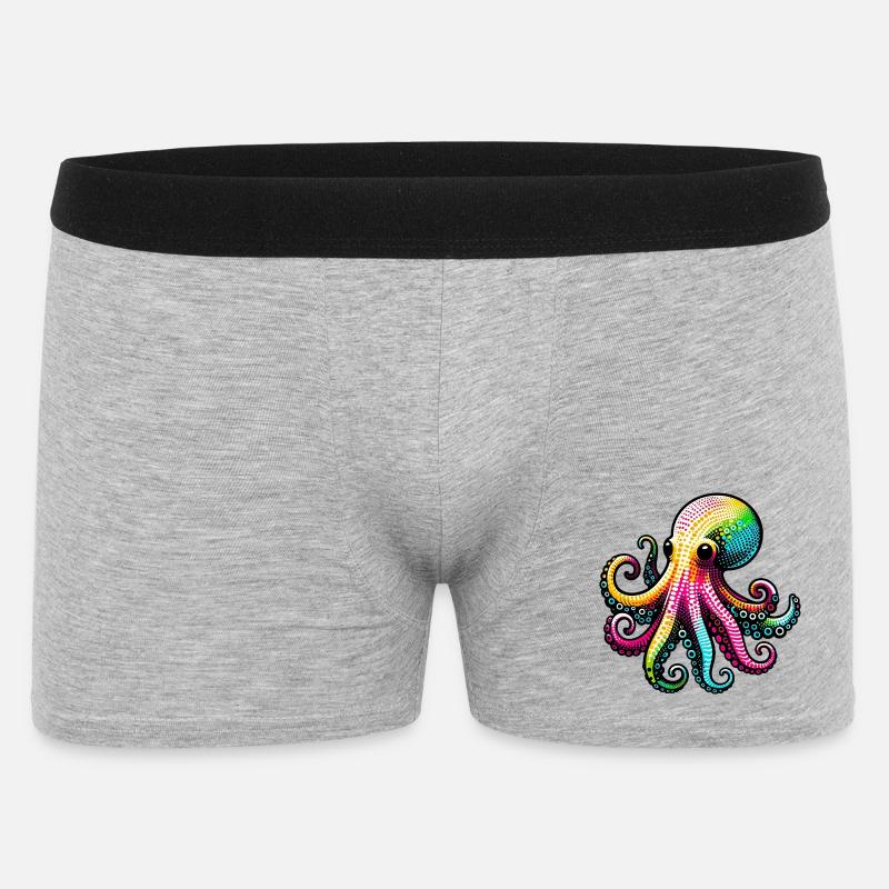 Krake - Männer Boxer Shorts - Grau meliert