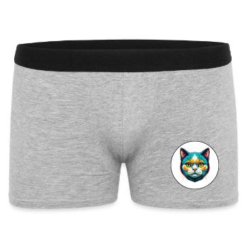 British Shorthair Chat Race Dessin animé Kawaii Animal - Boxer Homme - gris chiné - Devant
