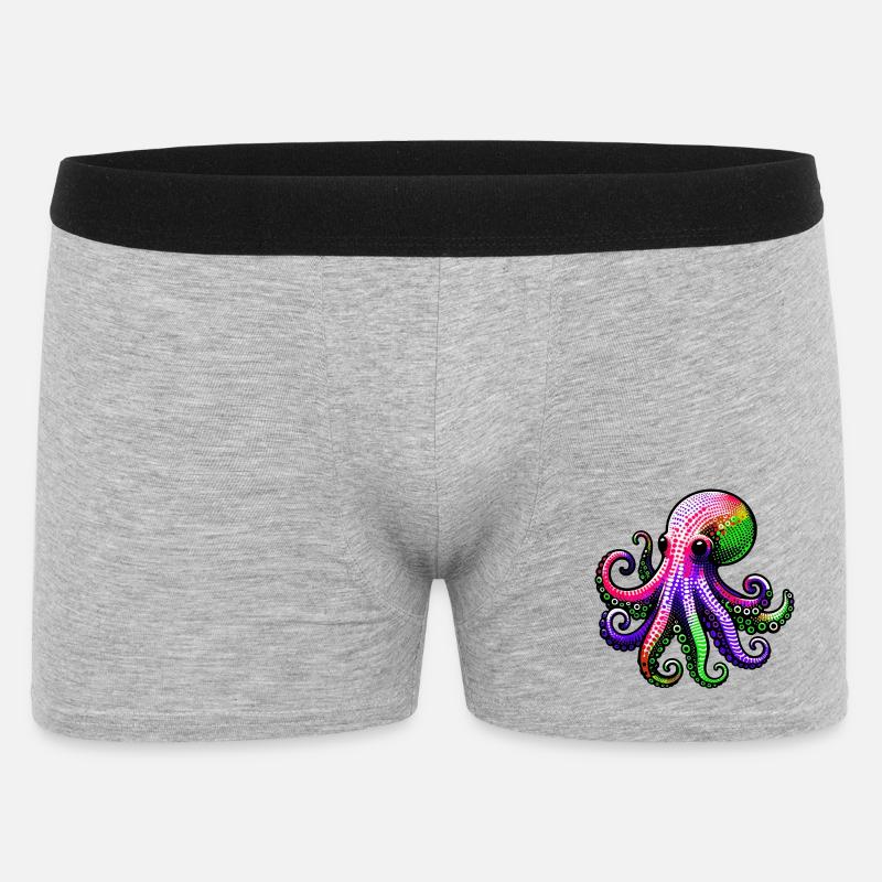 Krake - Männer Boxer Shorts - Grau meliert
