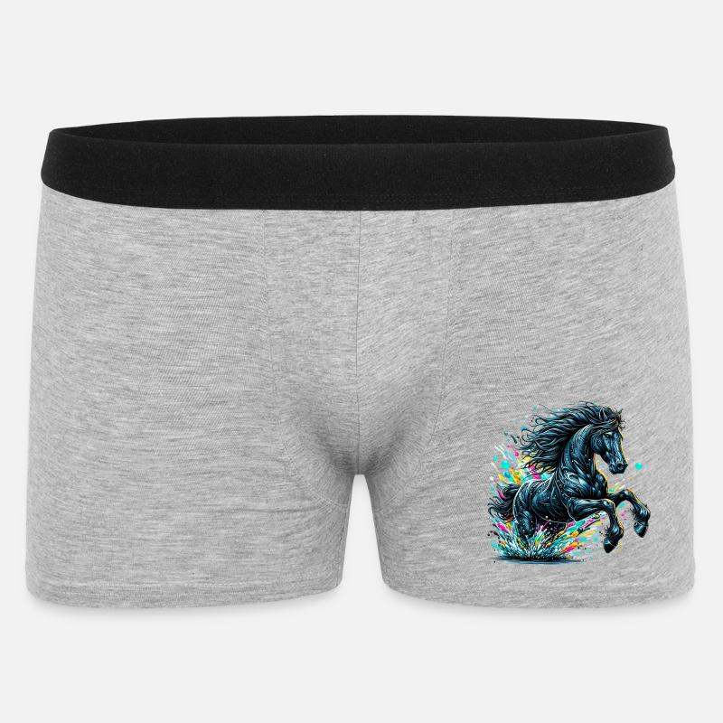 Pferd - Männer Boxer Shorts - Grau meliert
