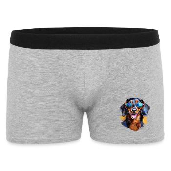 Teckel avec lunettes de soleil - Boxer Homme - gris chiné - Devant