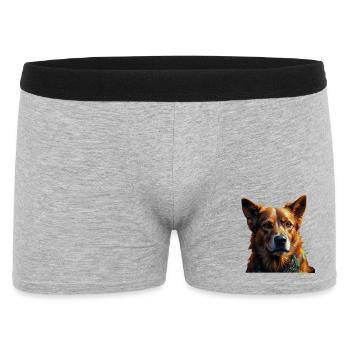 Buntes Hundeporträt Schal - Männer Boxer Shorts - Grau meliert - Vorne