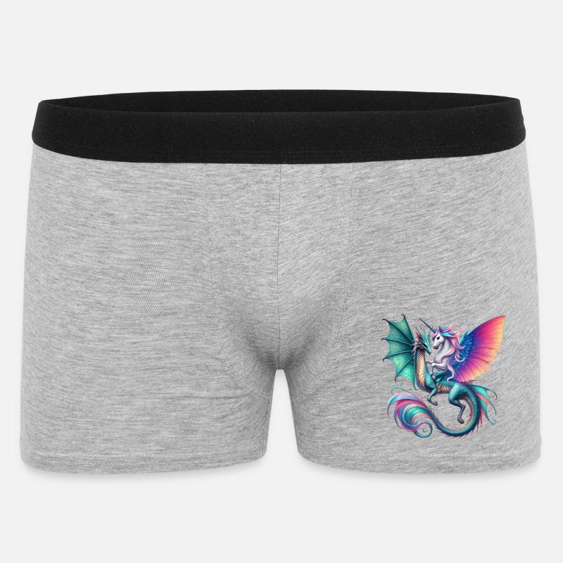 Regenbogen Drachen EInhorn Fusion - Männer Boxer Shorts - Grau meliert