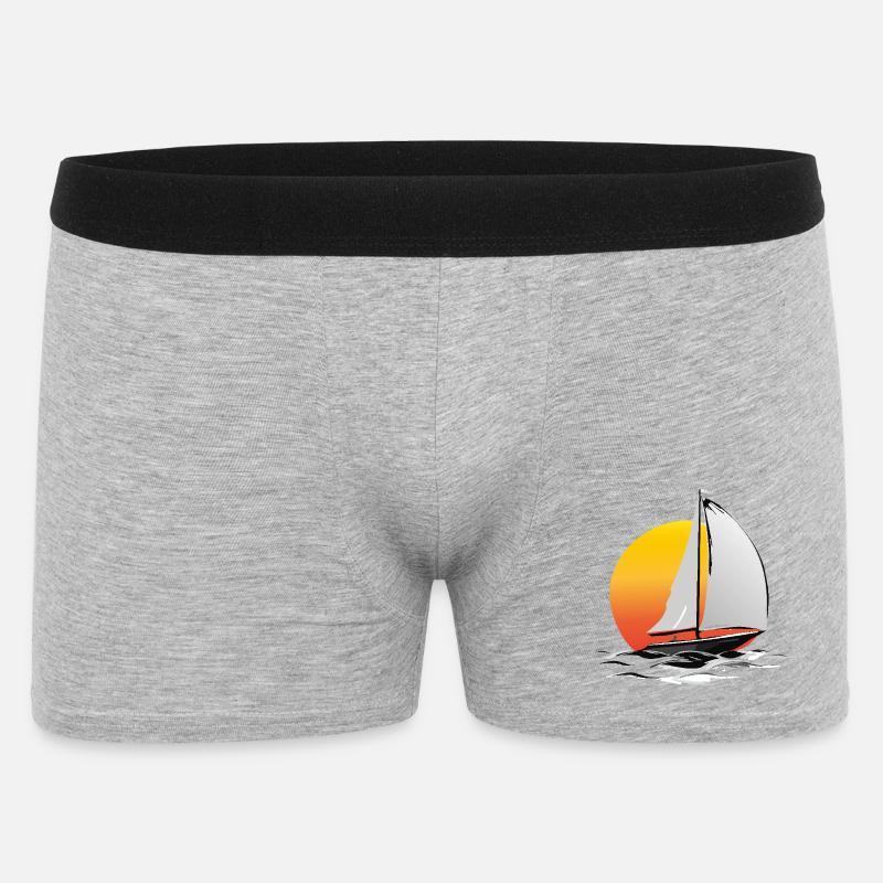 Segler mit Sonne - Männer Boxer Shorts - Grau meliert