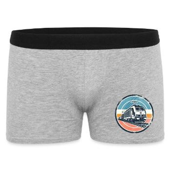 E-Lok mit Güterzug - Männer Boxer Shorts - Grau meliert - Vorne
