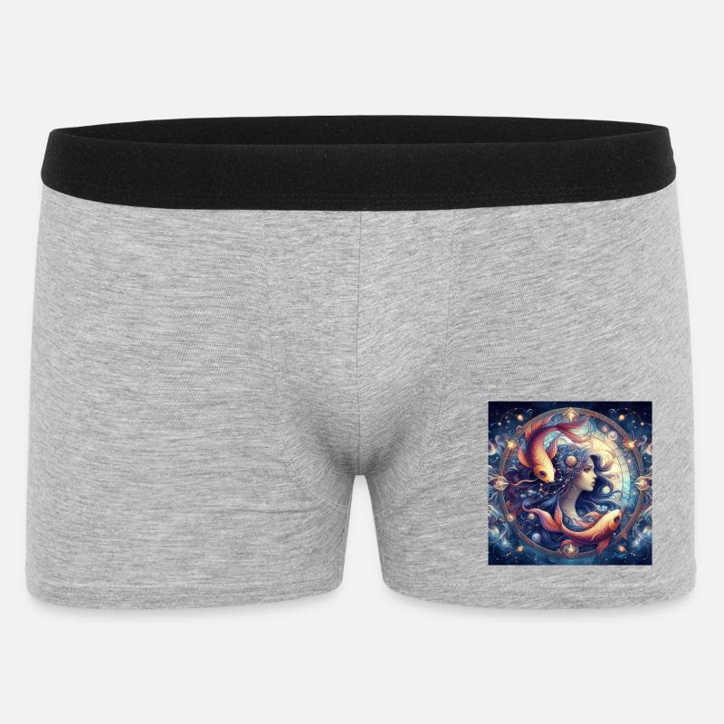 FISCHE \ Sternzeichen - Männer Boxer Shorts - Grau meliert