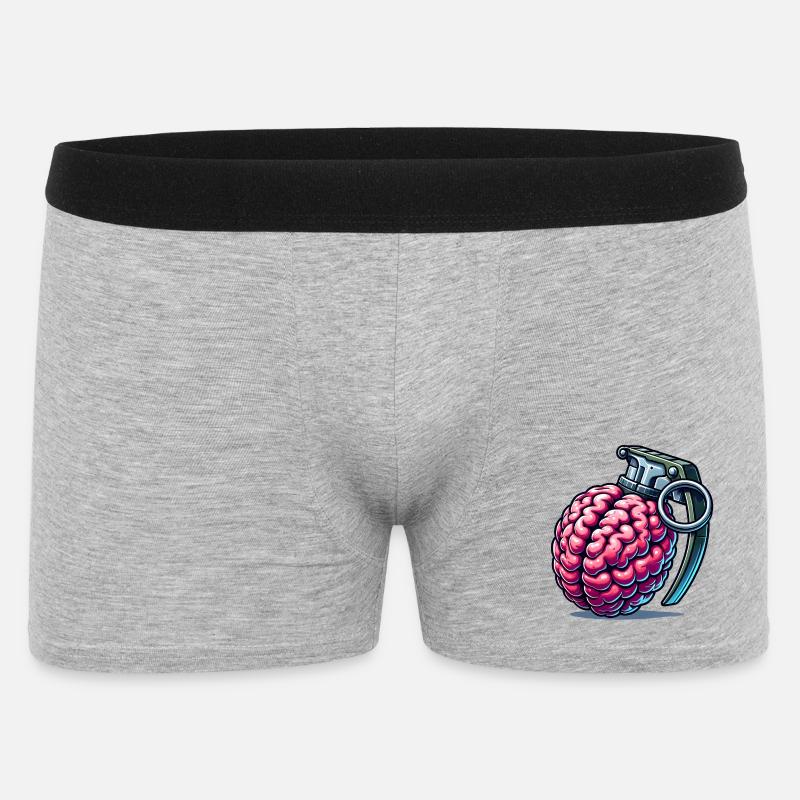 Hirngranate – Explosive Gedanken - Männer Boxer Shorts - Grau meliert