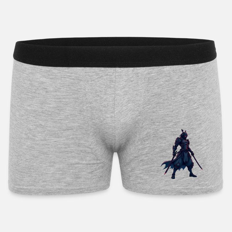 Cyber Samurai Krieger Illustration - Männer Boxer Shorts - Grau meliert