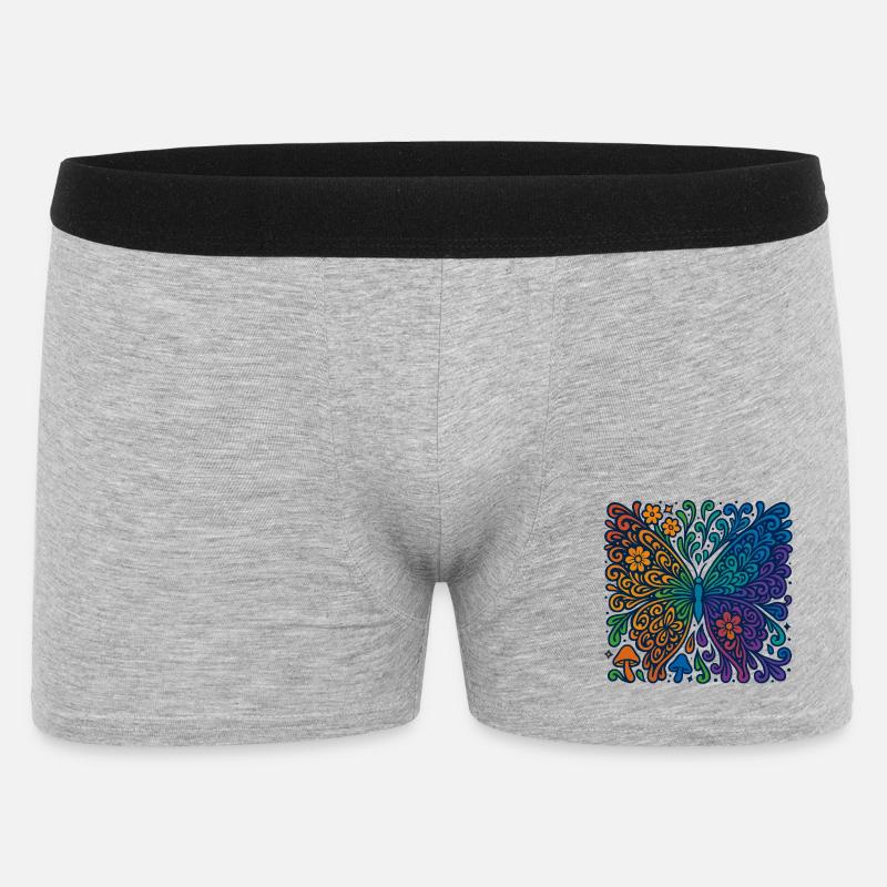 Psychedelischer Regenbogen-Schmetterling - Männer Boxer Shorts - Grau meliert