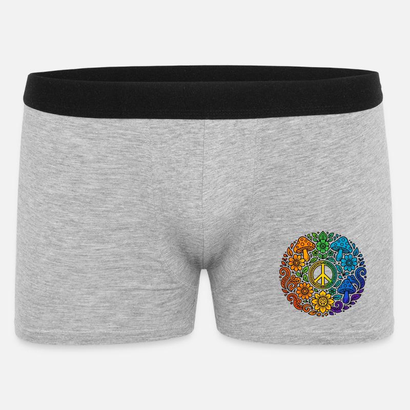 Psychedelisches Peace-Zeichen im Regenbogenstil - Männer Boxer Shorts - Grau meliert