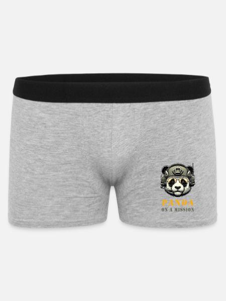 Panda in Mission / Military - Men's Boxer Shorts - heather grey
