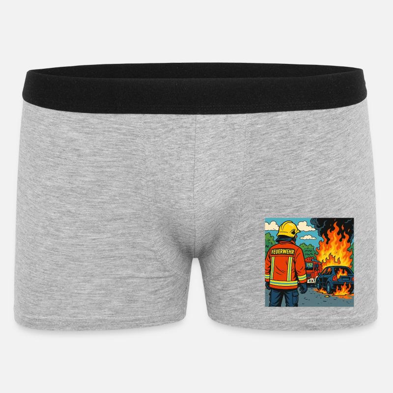 Brandbekämpfer Cartoon Einsatz - Männer Boxer Shorts - Grau meliert